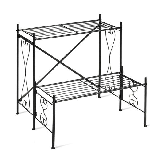  - 2 - Tier Metal Plant Stand Garden Shelf - Outdoor Style Company