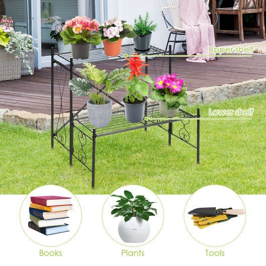  - 2 - Tier Metal Plant Stand Garden Shelf - Outdoor Style Company