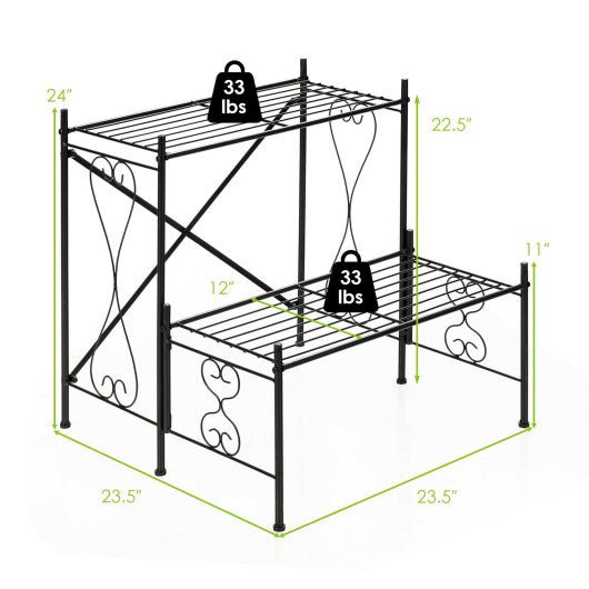  - 2 - Tier Metal Plant Stand Garden Shelf - Outdoor Style Company