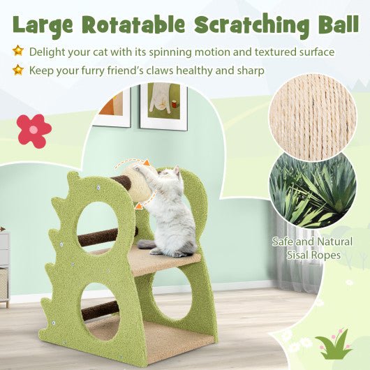  - 2 - Tier Modern Cat Tree for Indoor Cats with Rotatable Sisal Scratching Ball - Outdoor Style Company