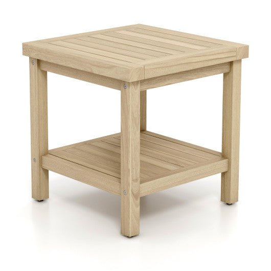  - 2 - Tier Outdoor Side Table with Shelf for Porch Deck Garden - Outdoor Style Company