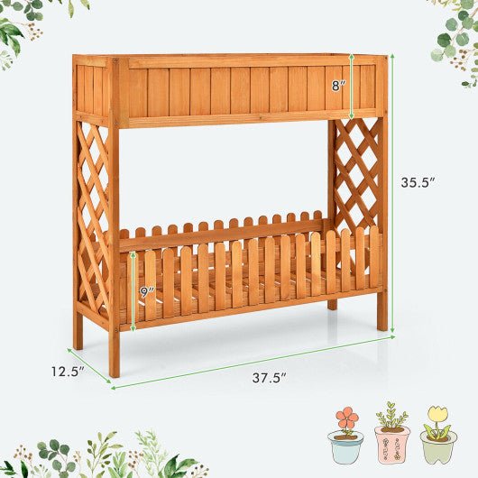  - 2 - Tier Raised Garden Bed Elevated Wood Planter Box for Vegetable Flower Herb - Outdoor Style Company