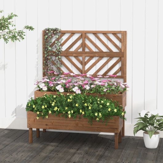  - 2 - Tier Raised Garden Bed with Trellis - Outdoor Style Company