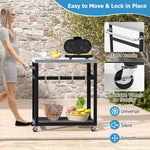  - 2 - Tier Stainless Steel Grill Cart with 4 Hooks and Wheels BBQ Table - Outdoor Style Company