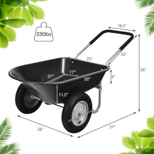 - 2 Tire Wheelbarrow Garden Cart Heavy - duty Dolly Utility Cart - Outdoor Style Company