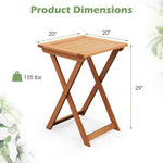  - 20 Inch Hardwood Patio Folding Table with Slatted Tabletop - Outdoor Style Company