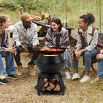  - 20 Inch Patio Fire Pit Metal Camping Fire Bowl with Pot Holder and Storage Shelf - Outdoor Style Company