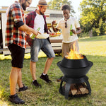  - 20 Inch Patio Fire Pit Metal Camping Fire Bowl with Pot Holder and Storage Shelf - Outdoor Style Company