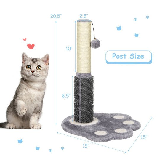  - 20.5 inch Tall Cat Scratching Post Claw Scratcher with Sisal Rope and Plush Ball - Outdoor Style Company