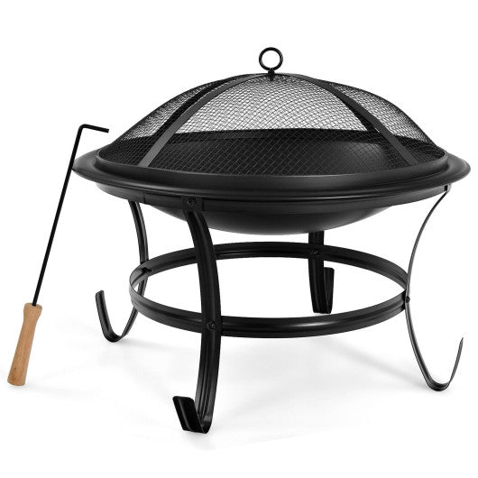  - 22 Inch Steel Outdoor Fire Pit Bowl With Wood Grate - Outdoor Style Company