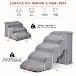  - 22 Inches and 11 Inches Foam Pet Stairs Set with 5 - Tier and 3 - Tier Dog Ramps - Outdoor Style Company