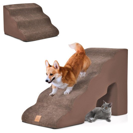  - 22 Inches and 11 Inches Foam Pet Stairs Set with 5 - Tier and 3 - Tier Dog Ramps - Outdoor Style Company