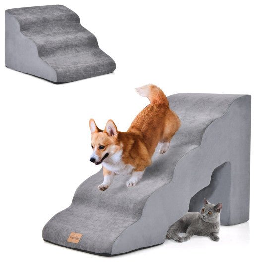  - 22 Inches and 11 Inches Foam Pet Stairs Set with 5 - Tier and 3 - Tier Dog Ramps - Outdoor Style Company