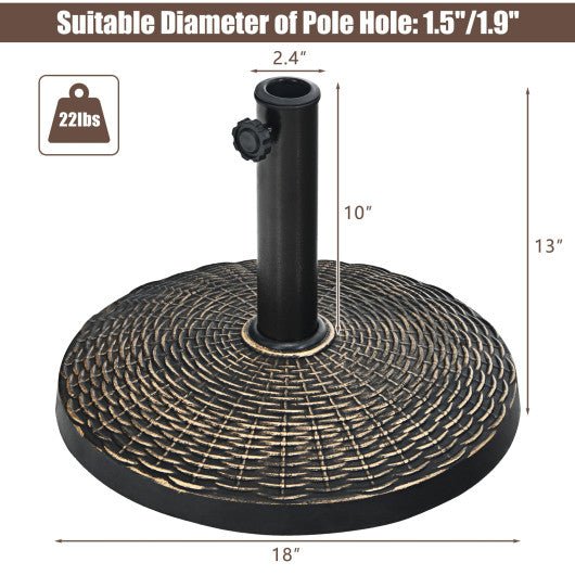  - 22Lbs Patio Resin Umbrella Base with Wicker Style for Outdoor Use - Outdoor Style Company