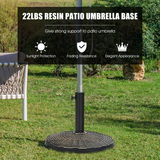  - 22Lbs Patio Resin Umbrella Base with Wicker Style for Outdoor Use - Outdoor Style Company