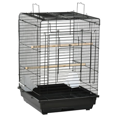 AOSOM-23" Bird Cage Flight Parrot House Cockatiels Playpen with Open Play Top and Feeding Bowl Perch Pet Furniture Black - Outdoor Style Company