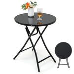  - 23 Inch Round Bistro Table with Tempered Glass Tabletop - Outdoor Style Company