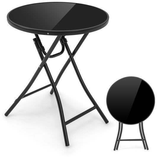  - 23 Inch Round Bistro Table with Tempered Glass Tabletop - Outdoor Style Company