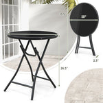  - 23 Inch Round Bistro Table with Tempered Glass Tabletop - Outdoor Style Company