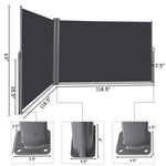  - 237 x 63 Inch Patio Retractable Double Folding Side Awning Screen Divider - Outdoor Style Company