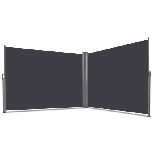  - 237 x 63 Inch Patio Retractable Double Folding Side Awning Screen Divider - Outdoor Style Company