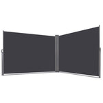  - 237 x 63 Inch Patio Retractable Double Folding Side Awning Screen Divider - Outdoor Style Company