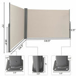  - 237 x 71 Inch Patio Retractable Double Folding Side Awning Screen Divider - Outdoor Style Company