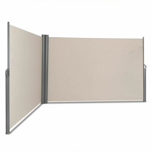  - 237 x 71 Inch Patio Retractable Double Folding Side Awning Screen Divider - Outdoor Style Company