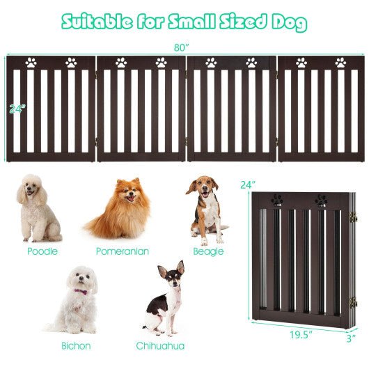  - 24 Inch Folding Wooden Freestanding Pet Gate Dog Gate with 360° Hinge - Outdoor Style Company