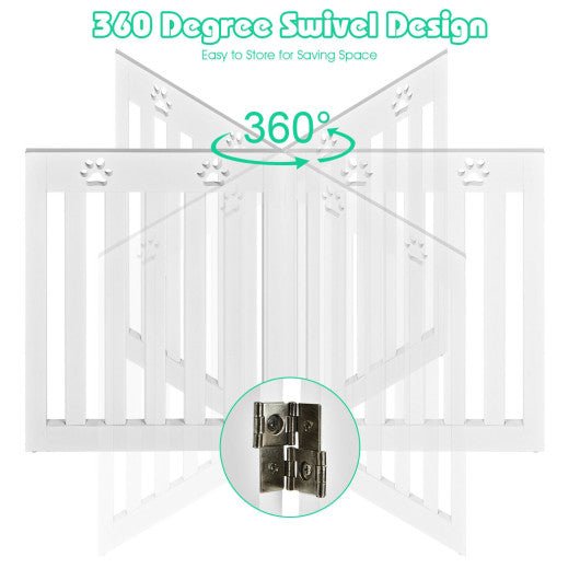  - 24 Inch Folding Wooden Freestanding Pet Gate Dog Gate with 360° Hinge - Outdoor Style Company