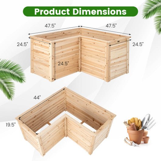  - 24 Inch L - Shaped Wooden Raised Garden Bed with Open - Ended Base - Outdoor Style Company