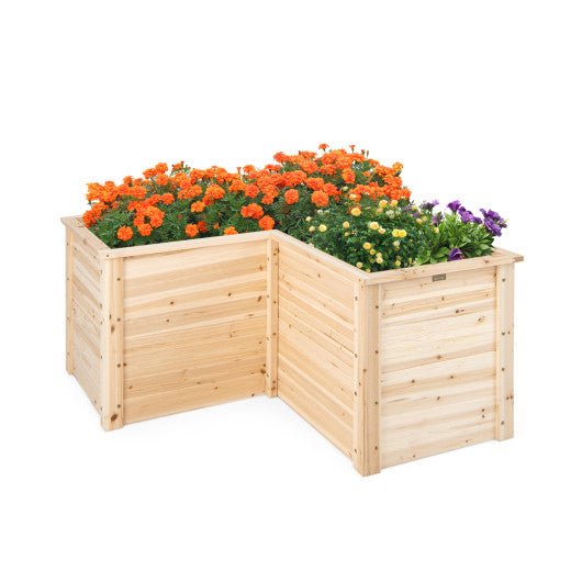  - 24 Inch L - Shaped Wooden Raised Garden Bed with Open - Ended Base - Outdoor Style Company