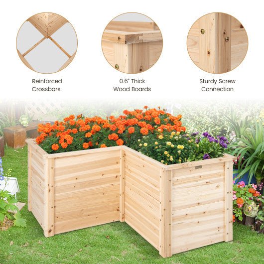  - 24 Inch L - Shaped Wooden Raised Garden Bed with Open - Ended Base - Outdoor Style Company