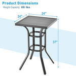  - 24 Inch Patio Bar Height Table with Aluminum Tabletop and Adjustable Foot Pads - Outdoor Style Company