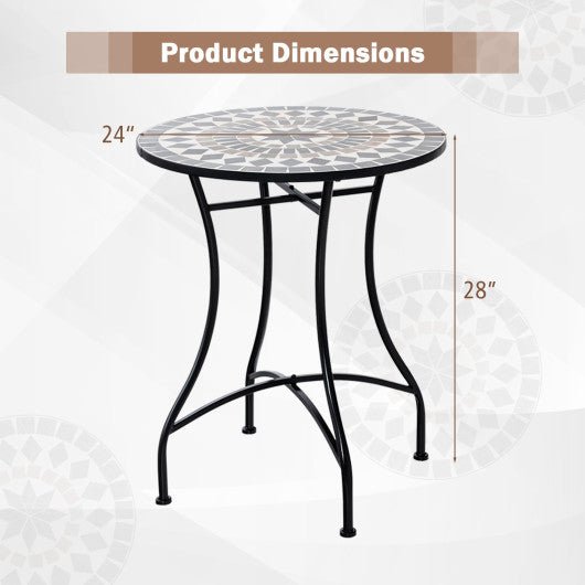  - 24 Inch Patio Bistro Table with Ceramic Tile Tabletop - Outdoor Style Company