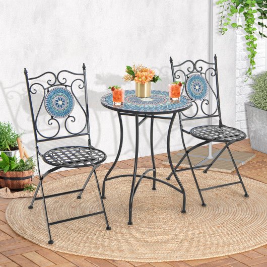  - 24 Inch Patio Bistro Table with Ceramic Tile Tabletop - Outdoor Style Company