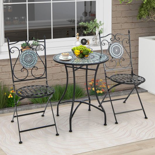  - 24 Inch Patio Bistro Table with Ceramic Tile Tabletop - Outdoor Style Company