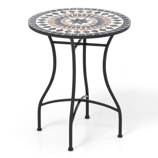  - 24 Inch Patio Bistro Table with Ceramic Tile Tabletop - Outdoor Style Company