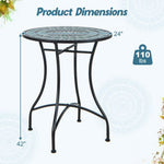  - 24 Inch Patio Bistro Table with Ceramic Tile Tabletop - Outdoor Style Company