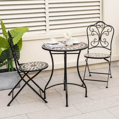  - 24 Inch Patio Bistro Table with Ceramic Tile Tabletop - Outdoor Style Company