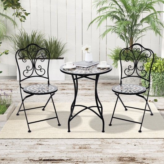  - 24 Inch Patio Bistro Table with Ceramic Tile Tabletop - Outdoor Style Company