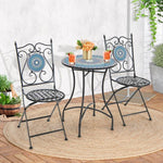  - 24 Inch Patio Bistro Table with Ceramic Tile Tabletop - Multicolor - Outdoor Style Company