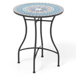  - 24 Inch Patio Bistro Table with Ceramic Tile Tabletop - Multicolor - Outdoor Style Company