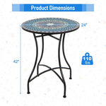  - 24 Inch Patio Bistro Table with Ceramic Tile Tabletop - Multicolor - Outdoor Style Company