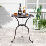  - 24 Inch Round Cast Aluminum Table Patio Dining Bistro Table with 2 Inch Umbrella Hole - Outdoor Style Company