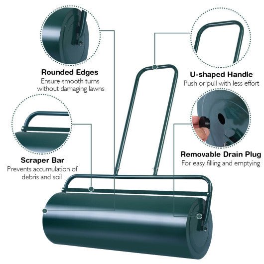  - 24 x 13 Inch Tow Lawn Roller Water Filled Metal Push Roller - Outdoor Style Company