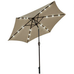 9 Feet Solar LED Lighted Patio Market Umbrella Tilt Adjustment Crank Lift-Tan