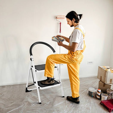  - 2.75 Feet Folding Step Stool with Iron Frame and Anti - Slip Pedals - Outdoor Style Company