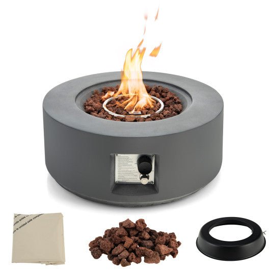  - 27.5 Inch Round Gas Fire Pit Table with Adjustable Flame - Outdoor Style Company