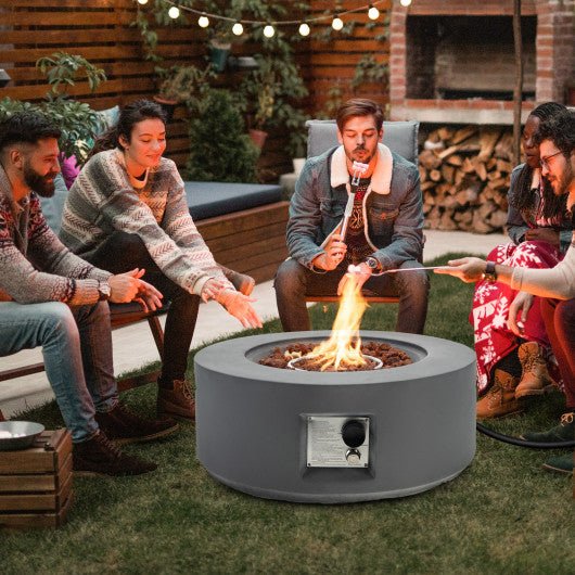  - 27.5 Inch Round Gas Fire Pit Table with Adjustable Flame - Outdoor Style Company